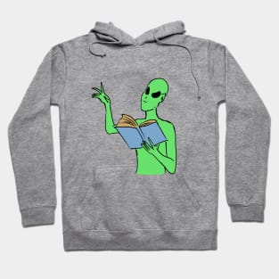 Alien reading a book Hoodie